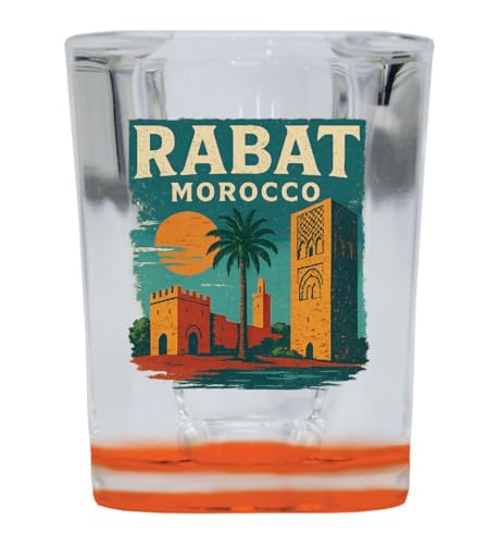 Vaso Square Orange Base 2 oz Rabat Morocco Vintage