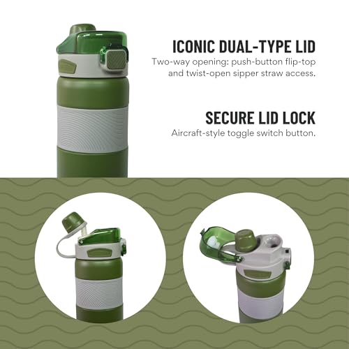 Image of ecoop Super Sipper Insulated Water Bottle | 316L Stainless Steel | 18Hrs Hot & Cold | Dual-Lid Sipper | Leak-Proof | BPA Free | for Travel, Gym, Office