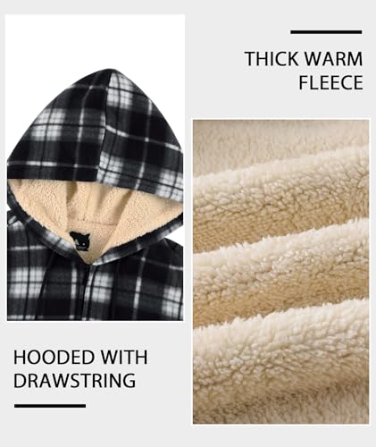 ZITY Heavy Thick Hoodies for Men Plaid Flannel Warm Sherpa Fleece Lined Winter Full Zip Up Coat4