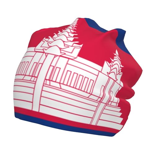 Cambodian-Flag Children Hip Hop Knitted Hat Kids Elastic Leisure Knit Cap Warm Sleep Beanies Black