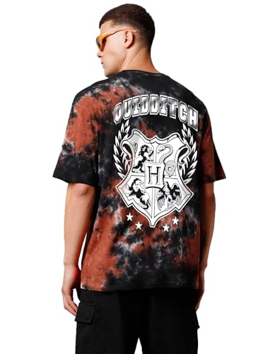 Image of Bewakoof Official Harry Potter Merchandise Men's 100% Cotton 220 GSM Graphic Print Oversized Fit Round Neck T-Shirt