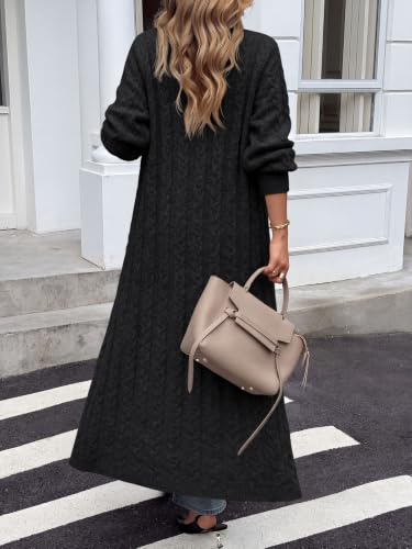 Image of Saodimallsu Womens Long Duster Cardigans Button Down Maxi Sweater Dress