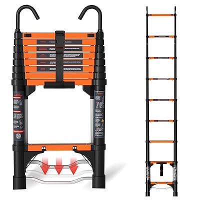 AOPENG Telescoping Ladder,8.5FT Quick Folding Aluminum Extension Ladder for RV/Home/Outdoor, 330lbs Max Load