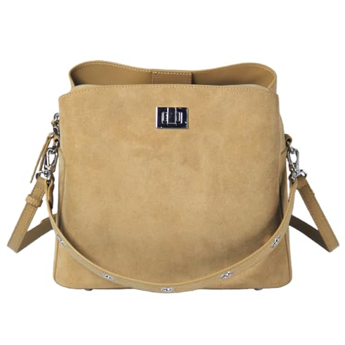 Image of Genuine Leather Suede Bags for Women, Vintage Handbag Purse Suede Hobo Bag Slouchy Bag Shoulder Crossbody Bag