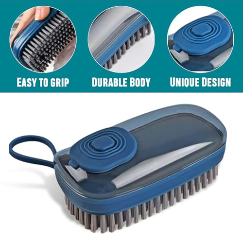 Image of Zapsol Cloth Washing Brush with Built-in Liquid Dispenser | Multipurpose Laundry Brush with Soft Bristles for Clothes, Shoes, Utensils & Tile Cleaning | Durable Plastic Scrub Brush (Pack of 1)