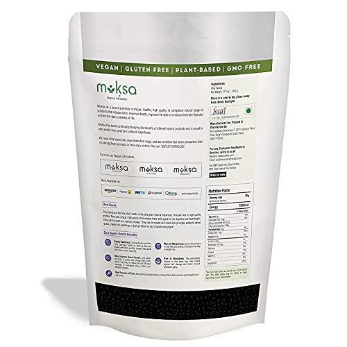 Moksa Chia Seeds 900G - Premium Raw Chia Seeds For Eating, Protein And Fiber Rich, 100% Organic, Healthy Food, Diet Snack For Weight Loss #TOP1