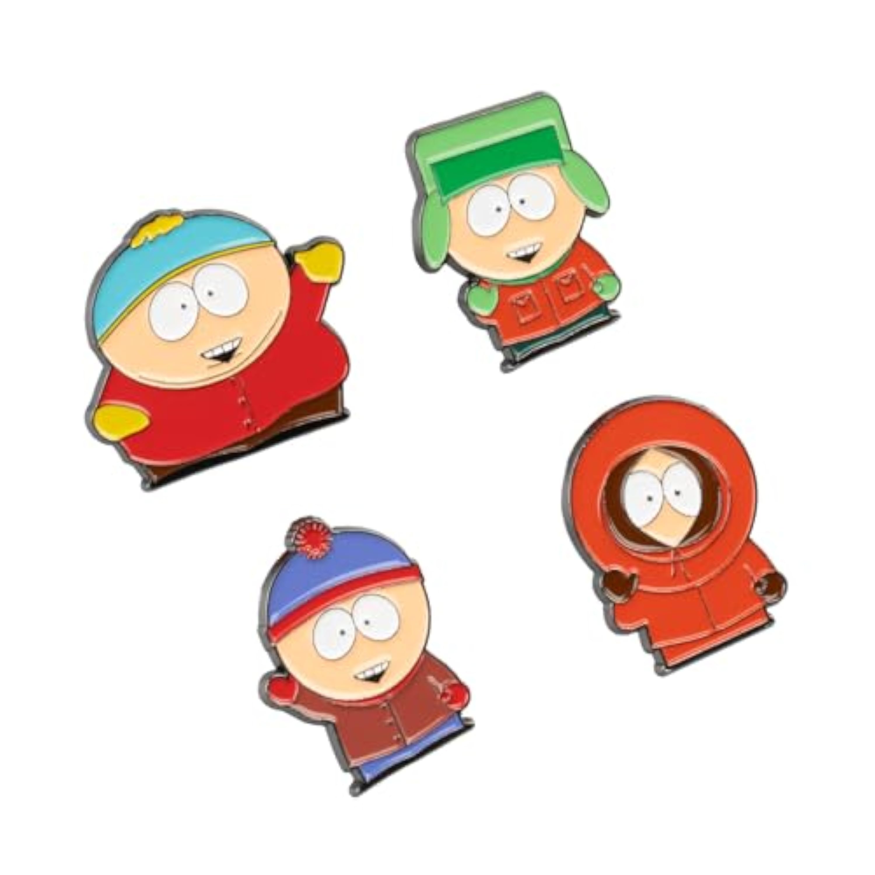 Grupo Erik Set Pins South Park - 4 Figuras, Broches Ropa : Pins para Mochila o Pin para Ropa | Merchandising oficial - Accesorio camiseta o pines para mochila original