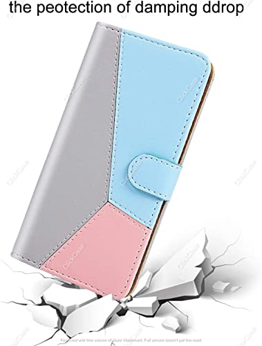 Image of ClickCase Pastel Series Faux Leather Magnetic Card Holder Wallet Kickstand Case Flip Cover for vivo Y27 (Soft Tricolor)