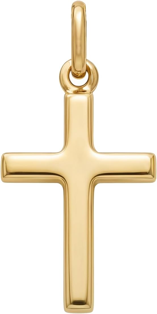 Small Plain Solid 9ct Gold Cross Necklace Pendant for Women Boys Girls - Cross Charm with Jewellery Gift Box - PENDANT ONLY - 22mm x 12mm