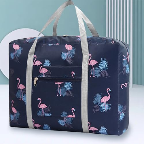 Travel Duffel Bag Carry On Luggage Tote for Spirit Airlines Personal Item Weekender Overnight Bag Sport Gym Bag Foldable Duffel Tote (Flamingo)
