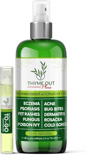 Thyme Out Plus Natural Skin Relief Spray for Eczema, Acne, Bug Bites & Irritated Skin &ndash; Safe for...