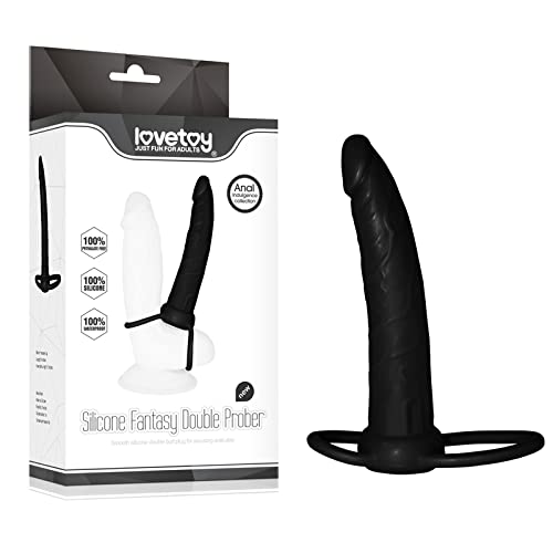 Anel companheiro com anel escrotal - SILICONE FANTASY DOUBLE PROBER - PE022