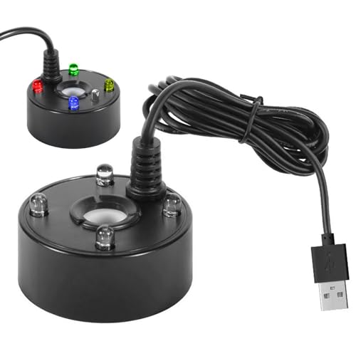 Mini Mist Maker, DC 5V Water Fountain Pond Fog Machine Atomizer, 4 LED Mister Fogger Air Humidifier, Indoor Fountain Mister Foggers Water Pump Mist Maker for XMAS Party Garden Rockery Yard Outdoor