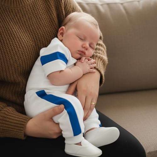 Image of Babieshouse Newborn Baby Boy Clothes Mamas Boy Bear Embroidery Long Sleeve Romper Pants Set Fall Winter Outfits 3-18 Months
