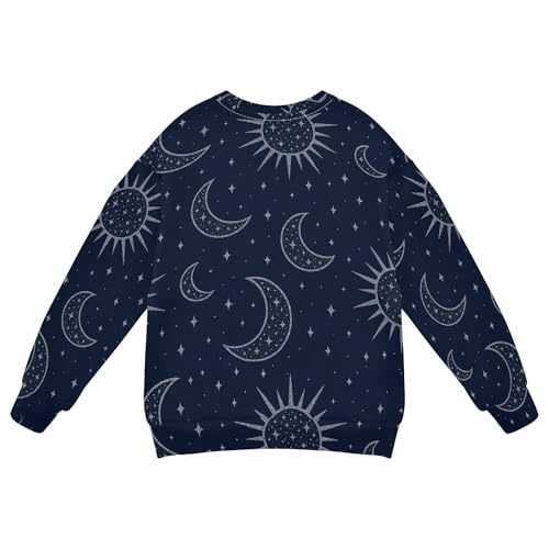 Sun Moon Stars Blue Kids Boys Hoodie Sweatshirt Crewneck Boys Sweat Shirt Sports 4T2