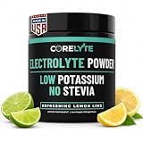 CORELYTE Low Potassium, Stevia Free Electrolyte Powder - 60 Servings Lemon Lime Sugar Free Hydration Powder - Clean Electrolytes for Daily Hydration, Low Potassium & Sensitive Diets