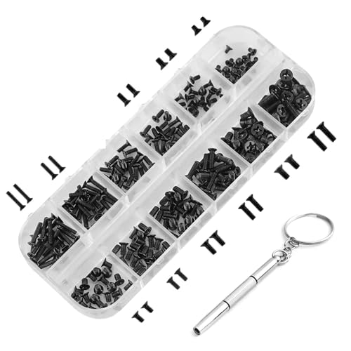 240 Piezas M2, M2.5, M3 Tornillos para Reparación de Ordenadores Portátiles, Tornillos para Computadora Portátil,Tornillos para Laptop, Negro   Incluye Estuche Organizador