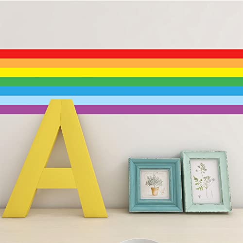 VisitRyl Bordure de papier peint, peler et coller arc-en-ciel pour chambre d'enfant 10 x 300 cm