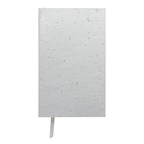 C.R. Gibson Silver Debossed Moon and Stars Medium Lined Journal Notebook, 320pgs, 5 W x 8.2 H Inches