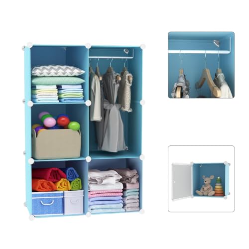 Image of 6 Door Plastic Wardrobe for Kids - Cupboard for Clothes Storage Rack, Almirah for Clothes, Baby Collapsible Wardrobe, Multi-Purpose Kids Storage Organizer for Books,Toy