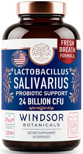 Lactobacillus Salivarius Probiotic - 24bn CFU L Salivarius Dental Probiotics for Teeth and Gums - Bad Breath Treatment for Adults Immune Support Digestive Health - 60 Oral Probiotic Capsules