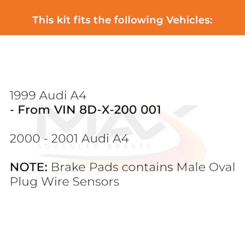 Image of Max Advanced Brakes Front & Rear Brake Kit Compatible With 1999 2000 2001 A4 Replacement Geomet Coated OE Disc Brake Rotors and Ceramic Brake Pads