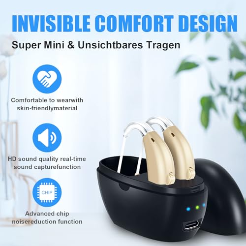 Hearing Aids, Hearing Amplifiers for Seniors Hearing Loss, Rechargeable with Volume Control, Noise Cancelling, Charging Case with Extra Long Battery Life - Thumbnail 5