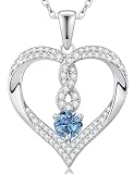 LOUISA SECRET Infinity Heart Birthstone Necklaces for Women, 925 Sterling Silver Forever Love Pendant Jewelry for Her, Ideal Gift for Wife, Girlfriend, Mom on Birthday, Anniversary, Mother's Day Gift