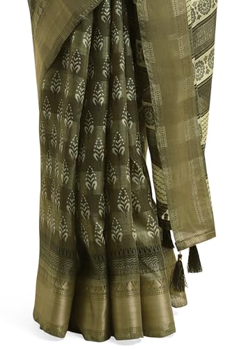 Image of MIRCHI FASHION Women Saree Cotton Blend Kalamkari Printed | Comfortable Office and Regular Daily Use Sari with Unstitched Blouse Piece