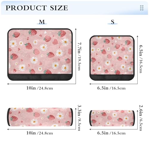 Image of 2 Pack Seatbelt Covers Seat Belt Cover Pad for Adults Boys Girls Car Seat Strap Covers Pads Cushion Universal Shoulder Strap Pad Protector for Backpack Camera Bag 10x7.7Inch Pink Floral Strawberry Hea