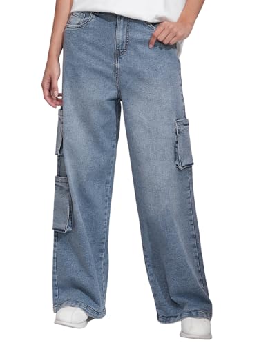 Image of Tokyo Talkies Women Cargo Jeans | Straight fit