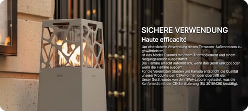 Chauffage de terrasse au gaz pyramide Planika cheminée extérieur gris soie - 7