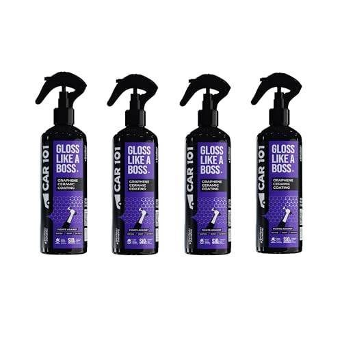 Image of CAR101 Graphene Coating Spray - 300ml (Pack of 4) | Ceramic + Hydrophobic Finish | Advanced UV Protection | Extreme Gloss | Easy DIY Application | For Cars & Bikes