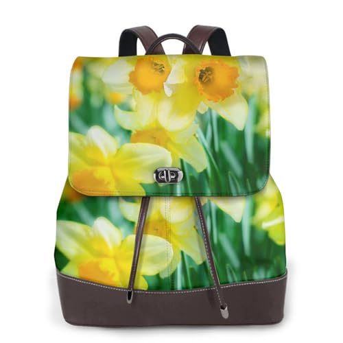 Sac à dos antivol noir pour femme étanche et léger avec motif jonquille