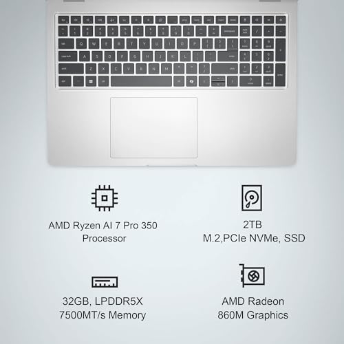 Image of Dell Pro 16 Plus Business AI PC Laptop (AMD Ryzen AI 7 PRO 350 (> Intel Ultra 7 255U), 32GB DDR5, 2TB SSD, 16 inch FHD+), Next Gen Latitude 5550, 1080p Webcam, Thunderbolt 4, Wi-Fi 7, Win 11 Pro, PB16255