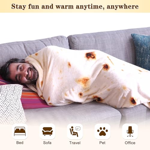 image for mermaker Burritos Tortilla Throw Blanket 2.0 Double Sided 71 inches fo