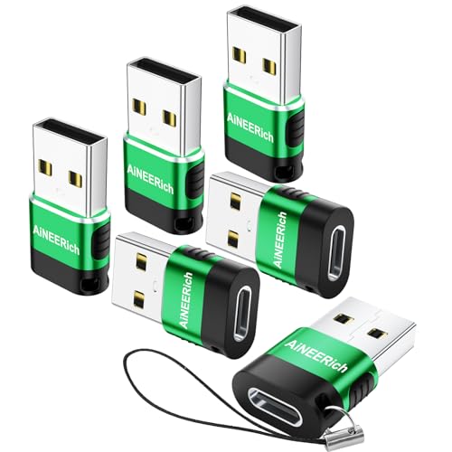 AiNEERich USB to USB C Adapter 6 Pack,Type C Female to A Male Converter - image 1