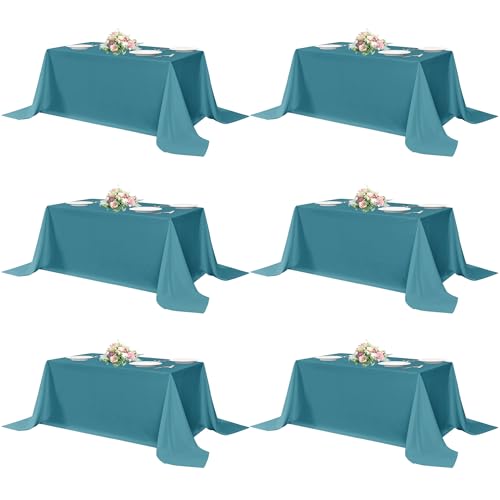 Image of sancua Teal Rectangle Tablecloths 90x156 Inch, 6 Pack
