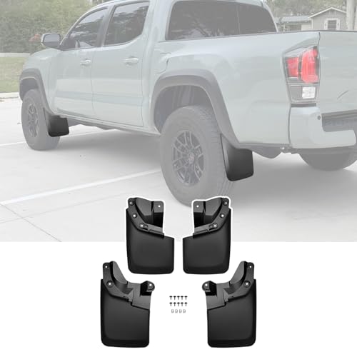 JTYZSM Mud Flaps Only for 2016-2021 Toyota Tacoma with OEM Fender Flares No Drill Splash Guards Front & Rear Truck Mud Guards with Hardware Accessories Mudflaps Set 4pcs(NOT for SR or SR5)