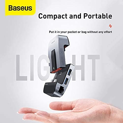 Baseus USB C Hub Adapter for MacBook Pro 2020/2019/2018/2017, 9-in-1 USB Type C Hub Dongle with 2 Thunderbolt 3 Ports(40Gbps), 4K HDMI, RJ45 Ethernet, USB-C Data Port, 3 USB 3.0 and Audio