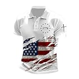 Men's Flag Cross Button Design Polo Shirt 1776 Tshirt American Flag Shirt Men