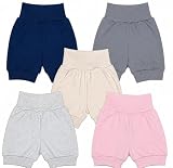 KIDS STYLE Baby Mädchen Sommer Shorts aus Baumwolle Kurze Hosen, Bekleidungsgröße: 74-80, Farbe: Set 3 5er Pack Grau Rosa Beige