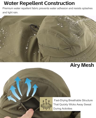 Image of Home Prefer UPF 80+ Sun Hat for Men Women Wide Brim Sun Hat with Neck Flap Summer Beach UV Protection Gardening Fishing Hat