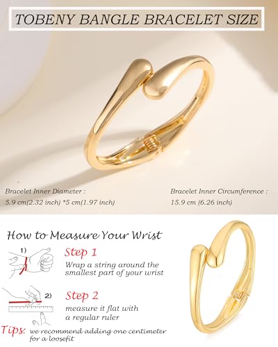 TOBENY Gold Bangle Bracelets for Women Trendy Waterdrop Adjustable Twist Cuff Bracelet Thick Chunky Gold Bracelet Jewelry Gifts4