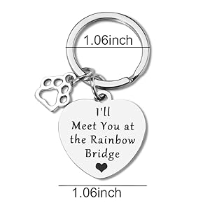 Pet Memorial Gifts Keychain for Loss of Dogs Cats Lovers Sympathy Gifts for Women Men Pets Animal Loss Keychains Remembrance Gift – I Will Meet You at the Rainbow Bridge Bereavement Key Chain Gifts