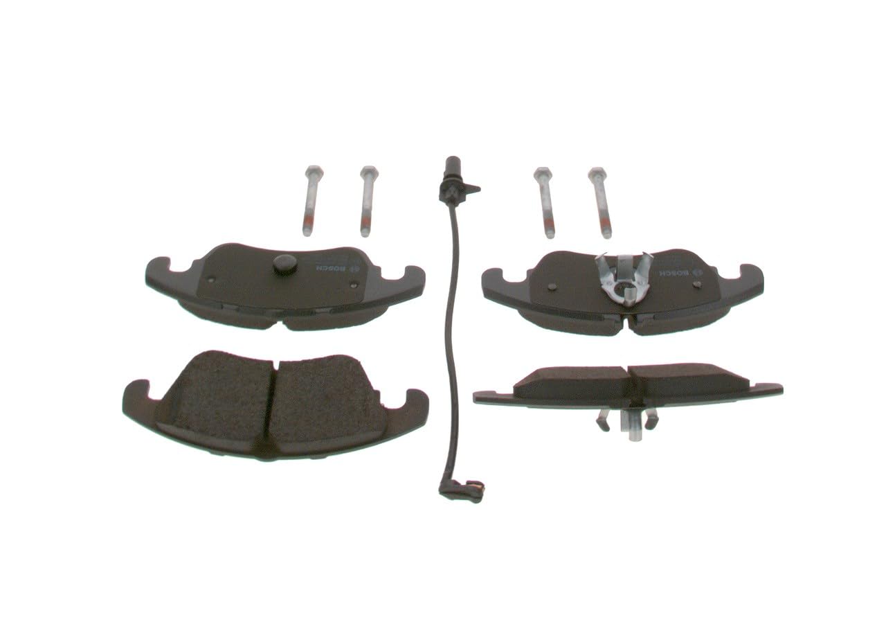 Bosch BP1112 - Pastiglie Freni Auto, Delantero - Calidad Bosch - Reducción de Ruido y Polvo - Certificación ECE-R90 - Sin Cobre - 1 Juego de 4 Pastillas - Con Accesorios