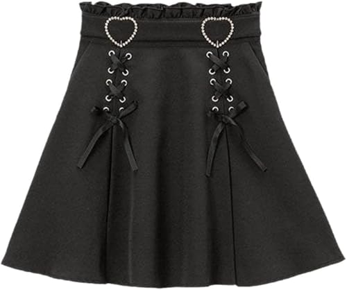 Pokn Jirai Kei Lolita Fashion Y2K Cutecore Kawaii Mini Short Goth High Waisted Ruffle A Line Skirt
