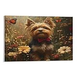 Premium Yorkshire Terrier lienzo: arte abstracto moderno tema mural. Es de grado de archivo de impresión de lona de alta definición con imágenes de colores vibrantes impresos sobre lienzo durante mucho tiempo sin decoloración.
