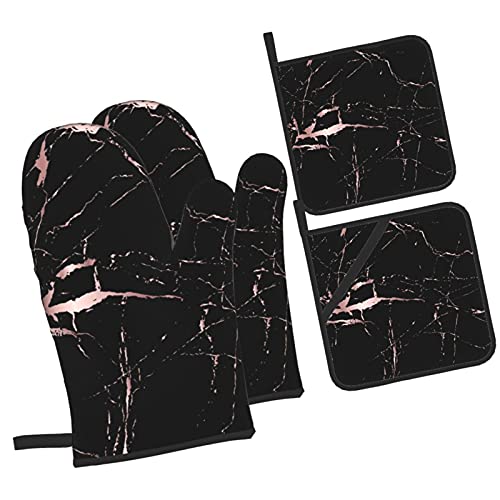 Oven-Mitt-and-Pot-Holders-Sets-of-4-Rose-Gold-Black-Marble-Kitchen-Potholder-Gloves-Heat-Resistant-Non-Slip-for-Chef-Baking-Cooking-Grilling-BBQ-Mittens Oven Mitt and Pot Holders Sets of 4 Rose Gold Black Marble Kitchen Potholder Gloves Heat Resistant Non Slip for Chef Baking Cooking Grilling BBQ Mittens