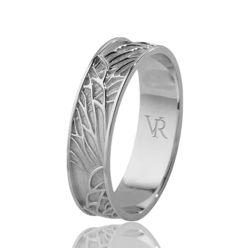 Celtic Tree of Life Band Ring in 925 Silver, Engraved